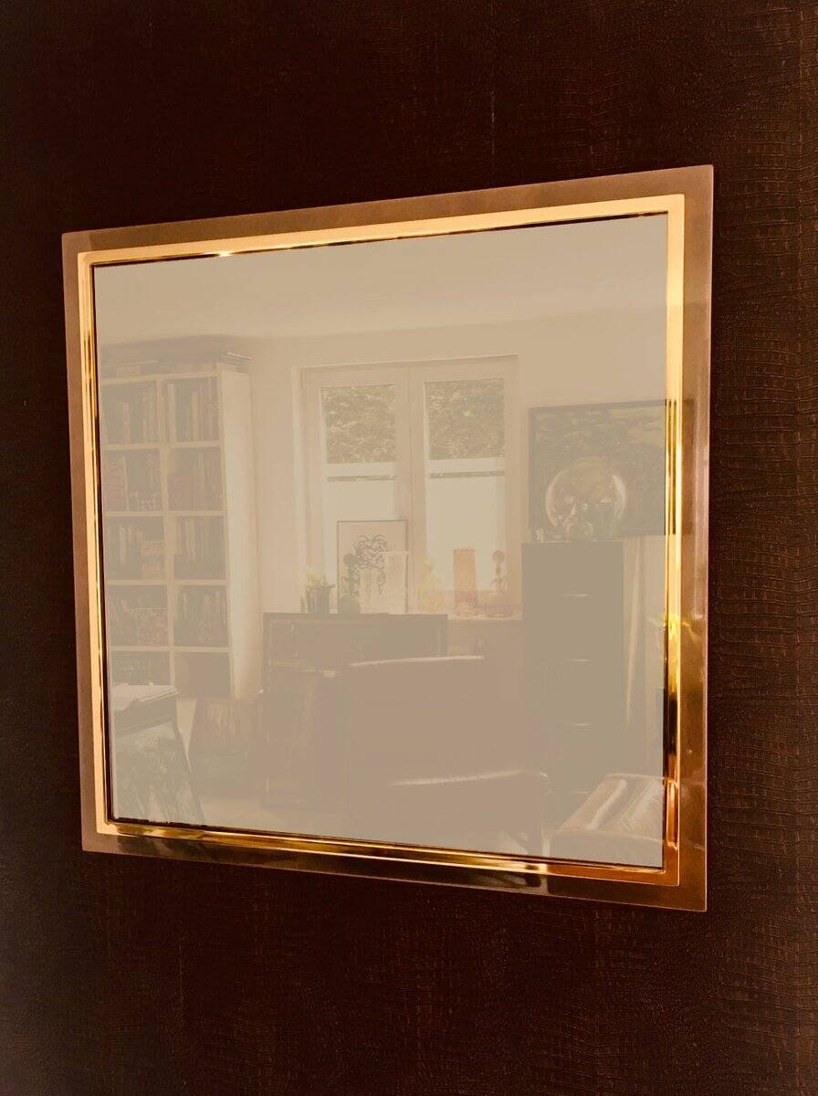 Postmodern Square Bronze Mirror from Belgo Chrom, Belgium, 1980s