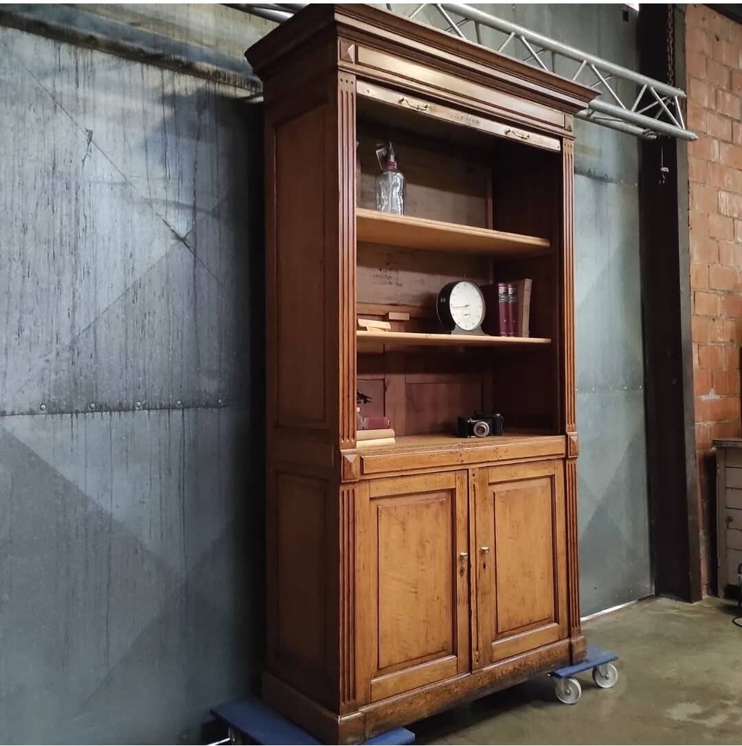 Antique Tambour Cabinet | Rolling Shutter Cupboard | Classic Filing Cabinet