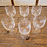 6 Verres vin rouge Cristal d'Arques Matignon, cristal gravé