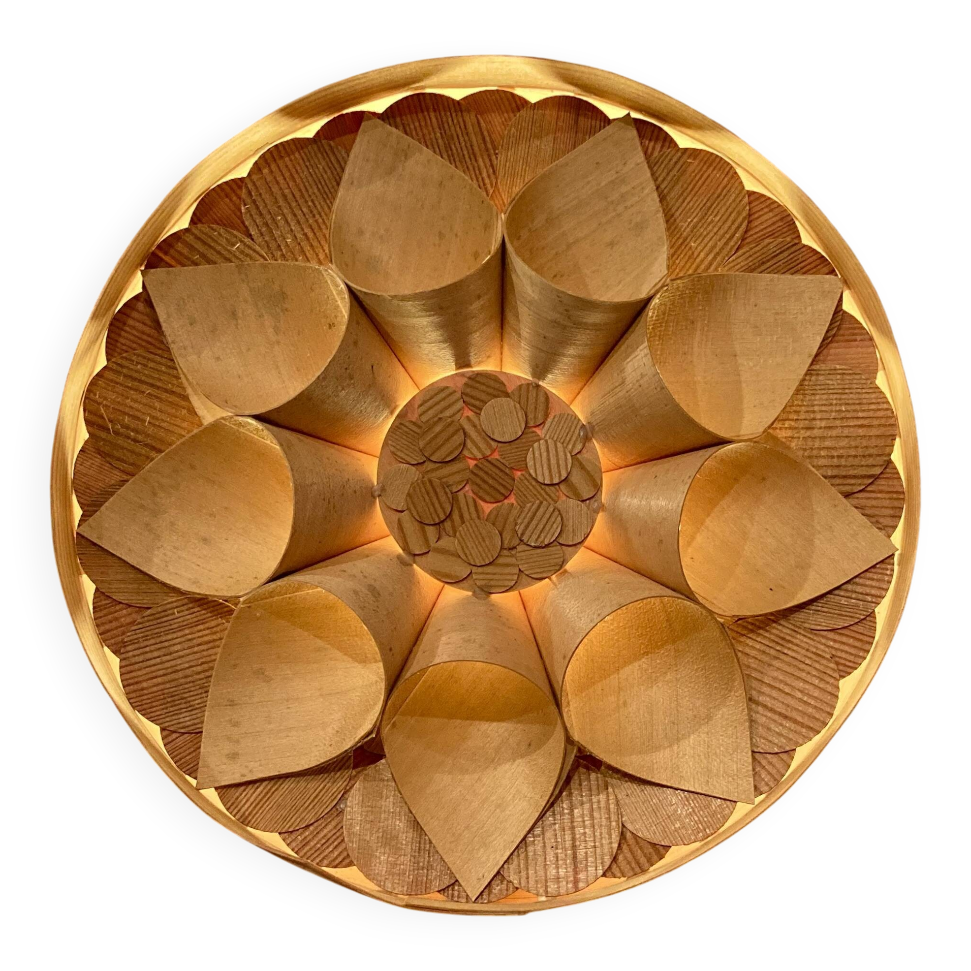 Large wooden wall light, Scandinavian design, 1950s.
