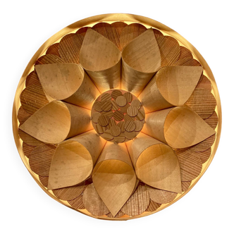 Large wooden wall light, Scandinavian design, 1950s.