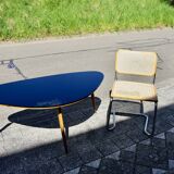 Vintage coffee table in black opaline beech in organic shape 1950