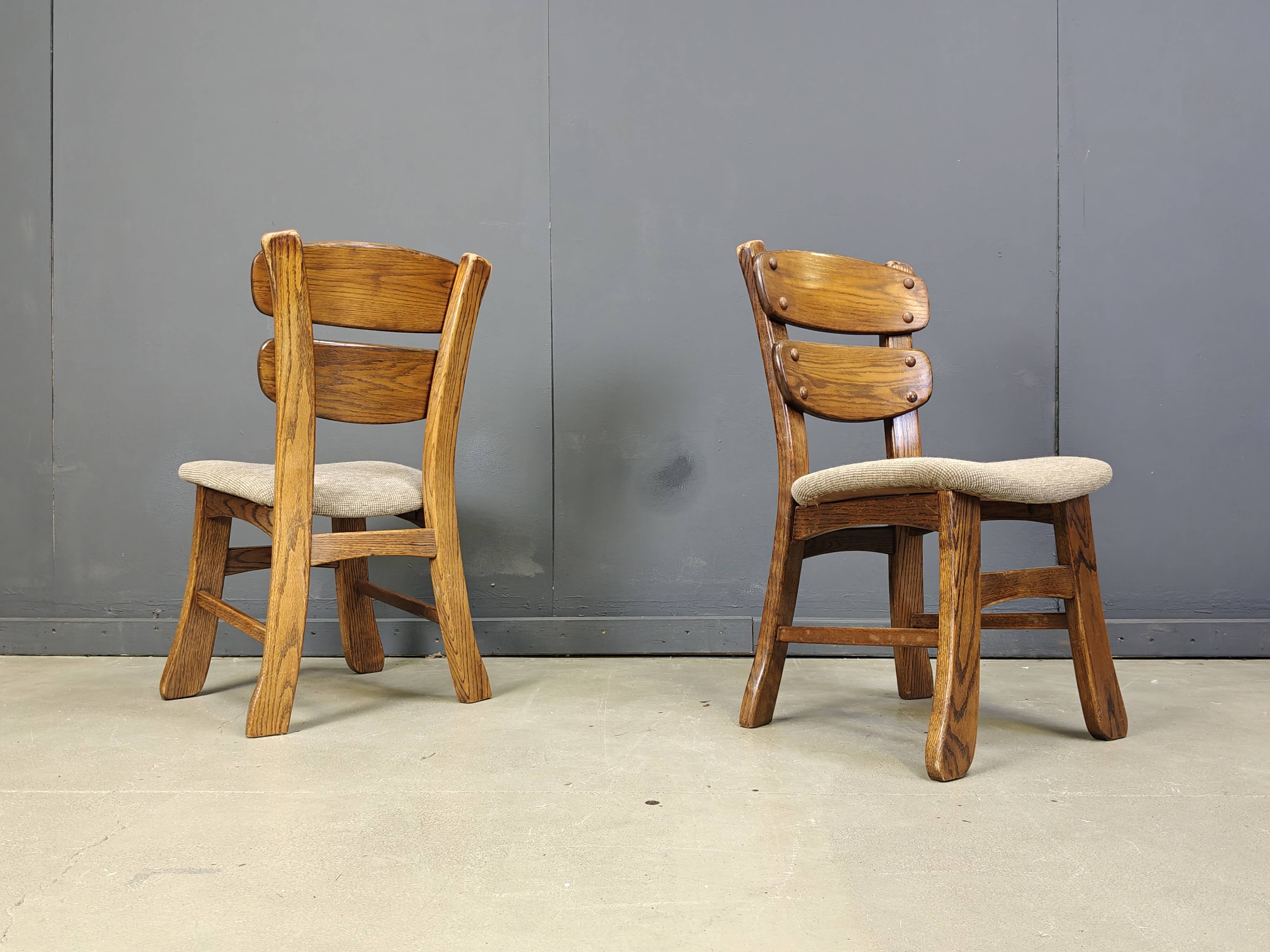 Vintage brutalist dining chairs, set of 5 - 1960s