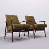 1960 Henryk Lis Mid Century Armchair in Forest Green Velvet