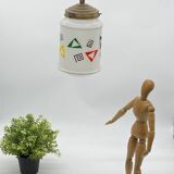 Opaline pendant light / lamp / ceiling light with geometric decor