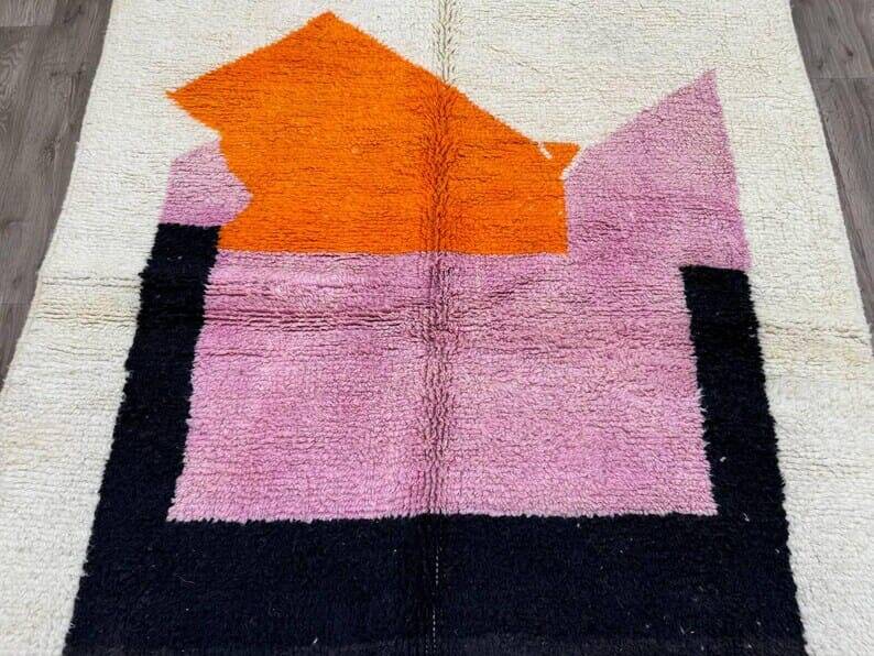 Handmade Beni Ouraine Berber rug with colorful patterns, size 140 x 260 cm