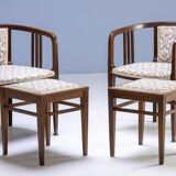 Art Nouveau seating set, bentwood table, armchairs & stools, circa 1910