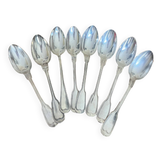 Set of 8 silver metal spoons