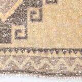 Cream Brown Oriental Turkish Runner Rug, 80x373Cm