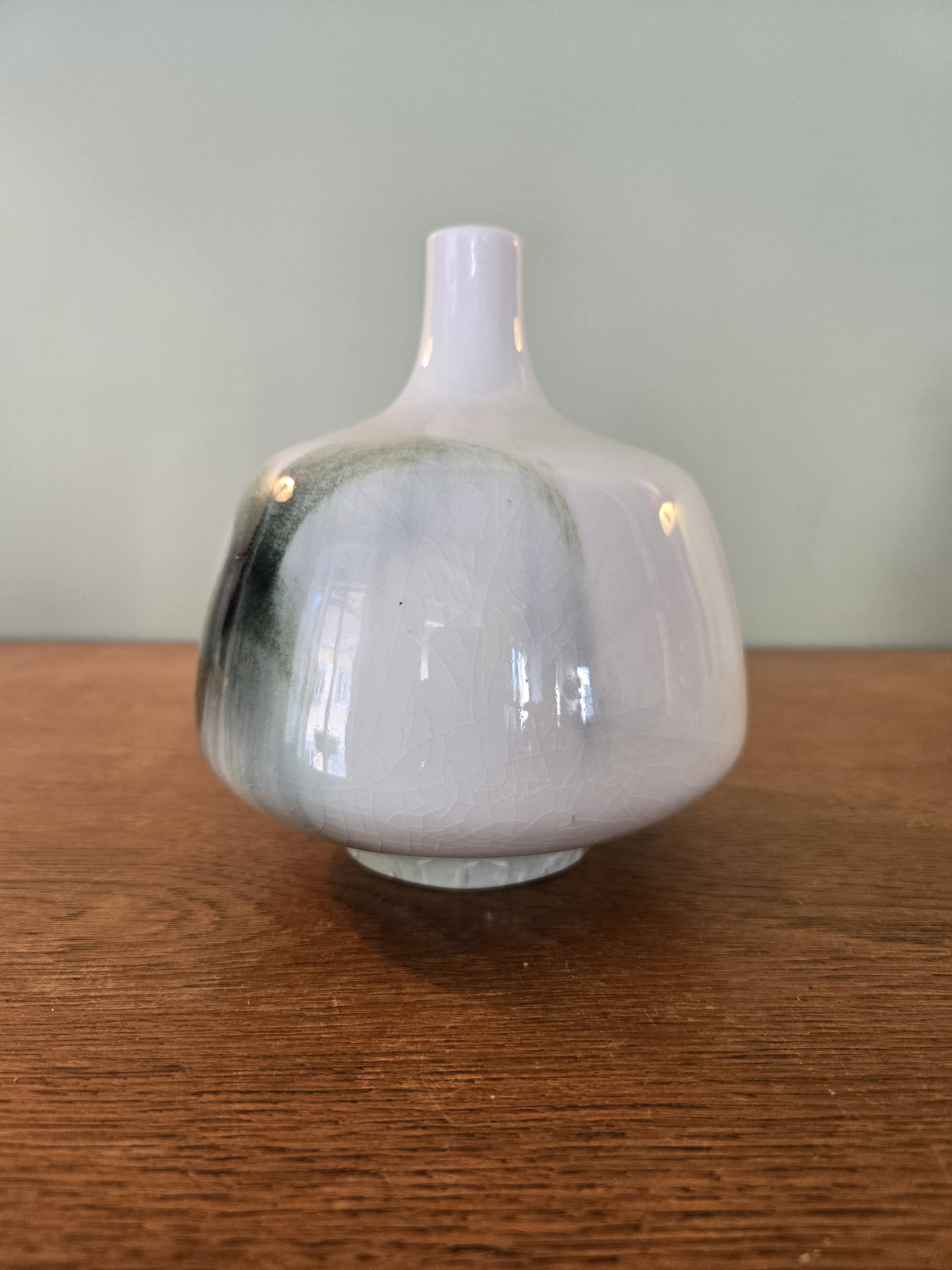 Ceramic spinning top vase signed Pierre Devie 1977