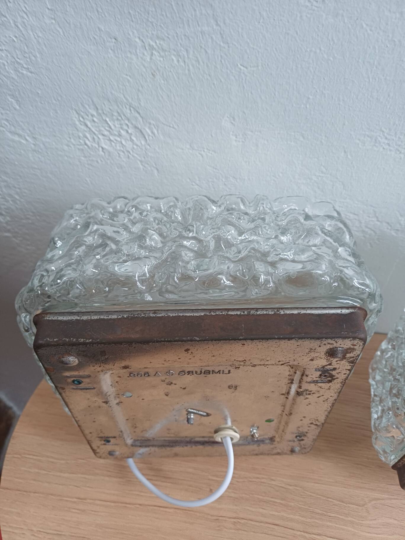 Pair of Limburg A669 sculpted glass ceiling lights, 1970s Germany