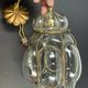 Old Venetian blown glass chandelier, Murano lighting fixture in wrought iron structure