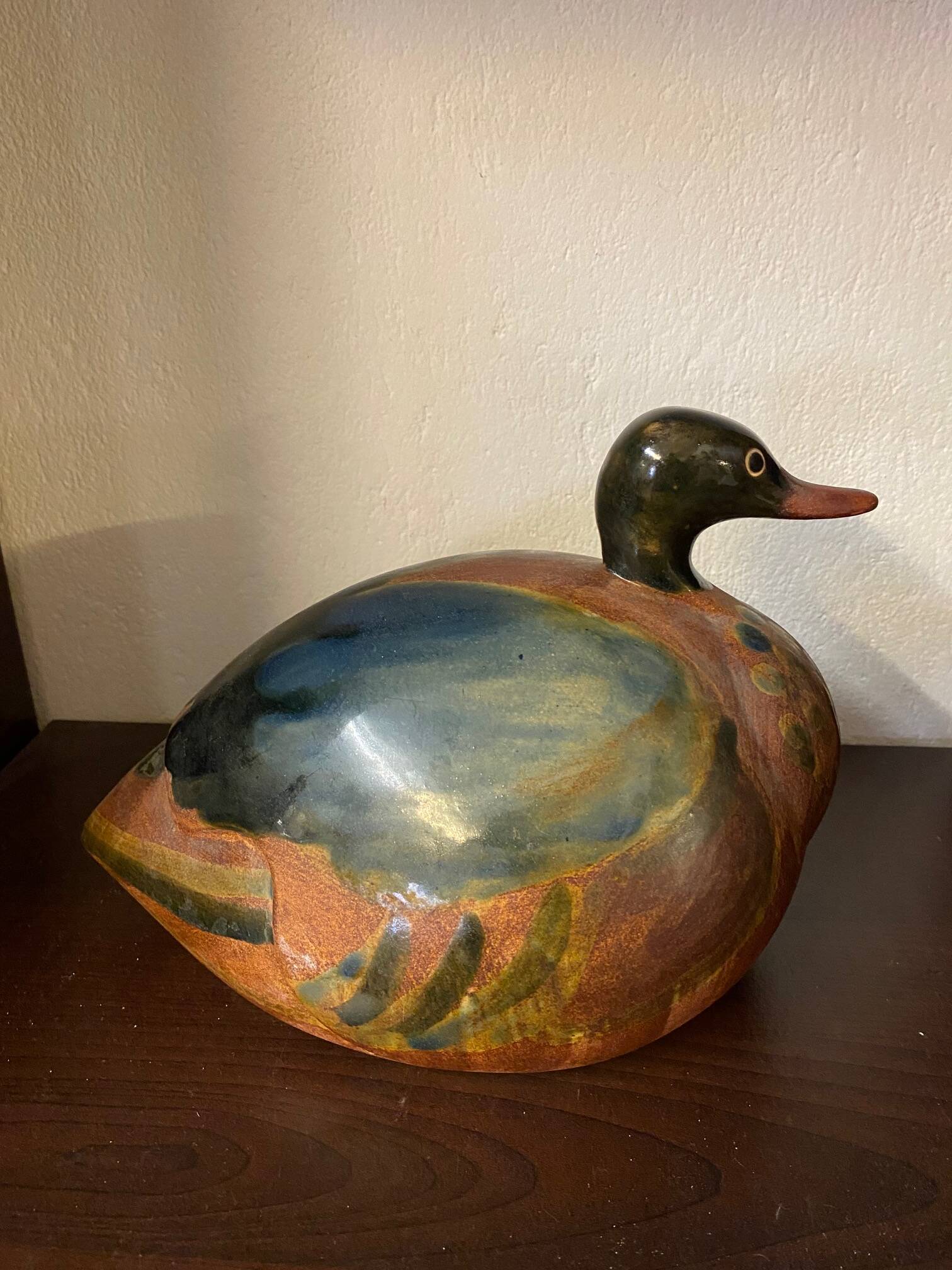 Ceramic duck sculpture signed jean marc bullot