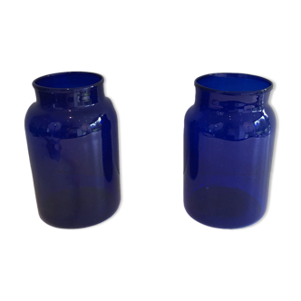 Pair of cobalt blue vases