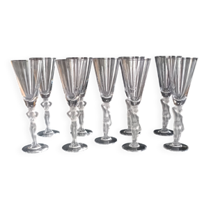 Ensemble de 9 flutes - cristal pied