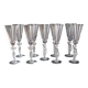 Set of 9 crystal flutes with Venus and Bacchus foot, Vannes and Bayel