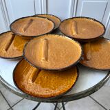 Set of 8 ceramic asparagus plates from Poët Laval 60s-70s