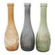 Set of 3 Grey, Green and Amber Glass Vases / Colored Bottles / Ikea / 2000s