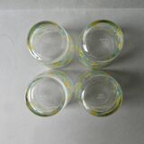 4 verres Geneviève Lethu, décor mimosa