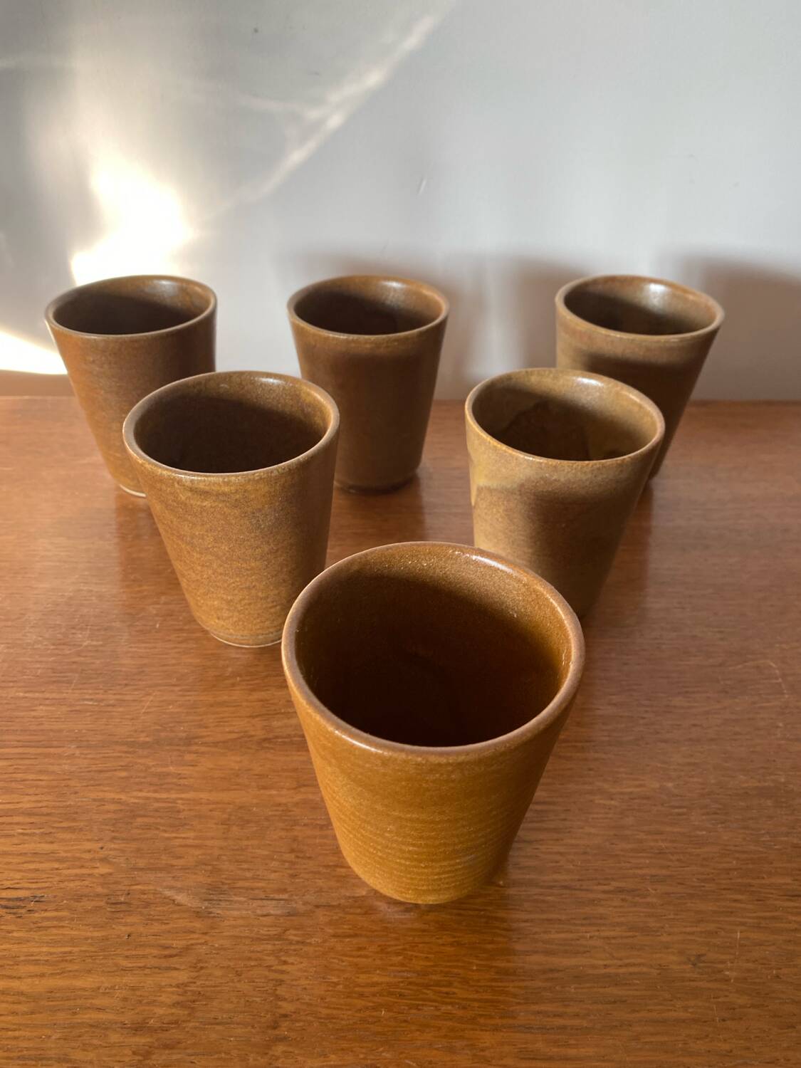 Antique Bottle Service + 6 Stoneware Goblets DIGOIN France Vintage