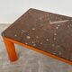 1970s modernist fossil marble coffee table with wooden base