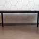 Vintage coffee table in ceramic, wood, and metal.