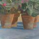 Huile sur panneau acajou Guillot Rafaillac bouquet de fleurs 4 pots 1930
