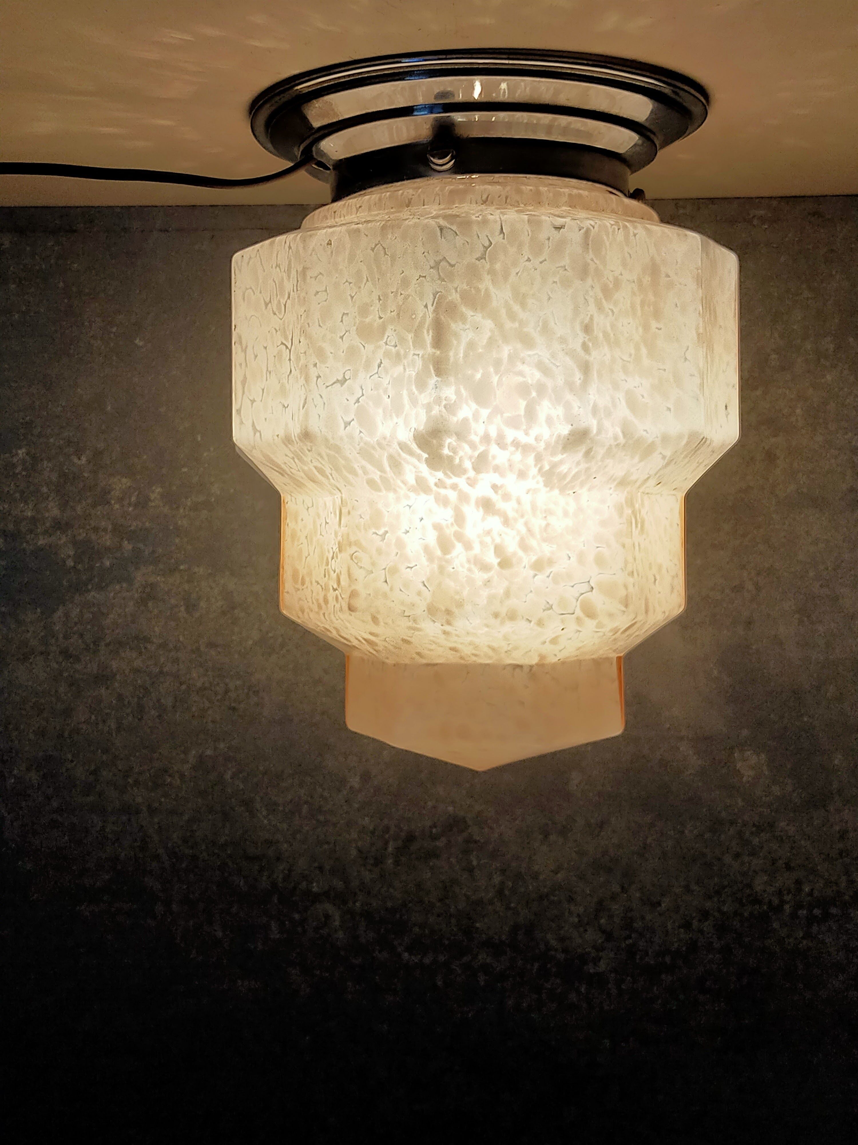 Clichy Glass Art Deco Ceiling Lamp 1925