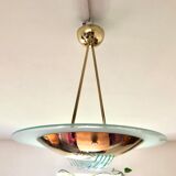 Suspension in gilded brass, Italian design from the 1970s.