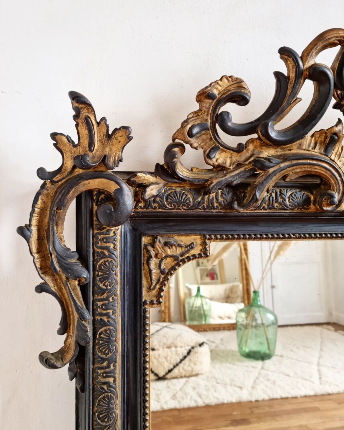 Old mirror Napoleon III black and gold