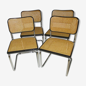 Suite de 4 chaises Cesca B32 par Marcel Breuer 1980