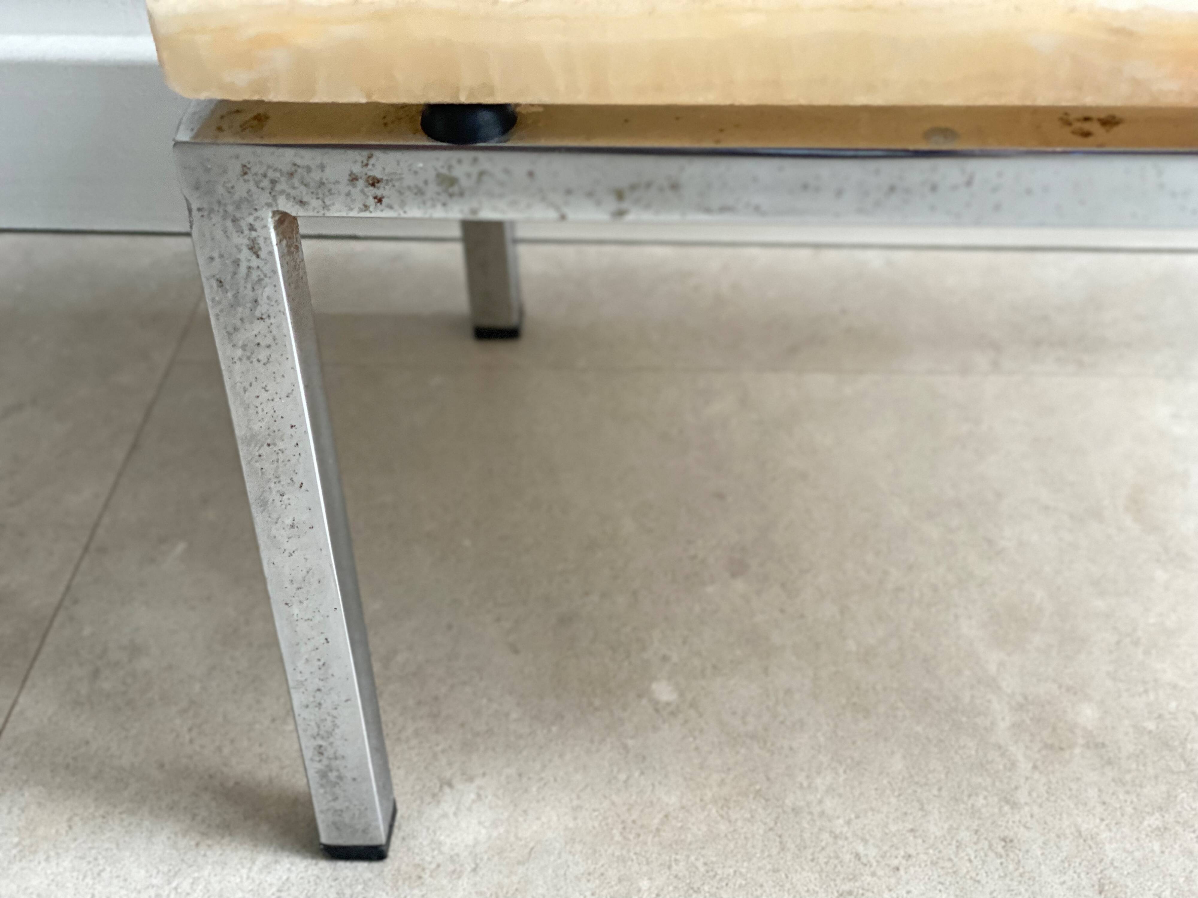 Vintage chrome plant table / side table with a marble top