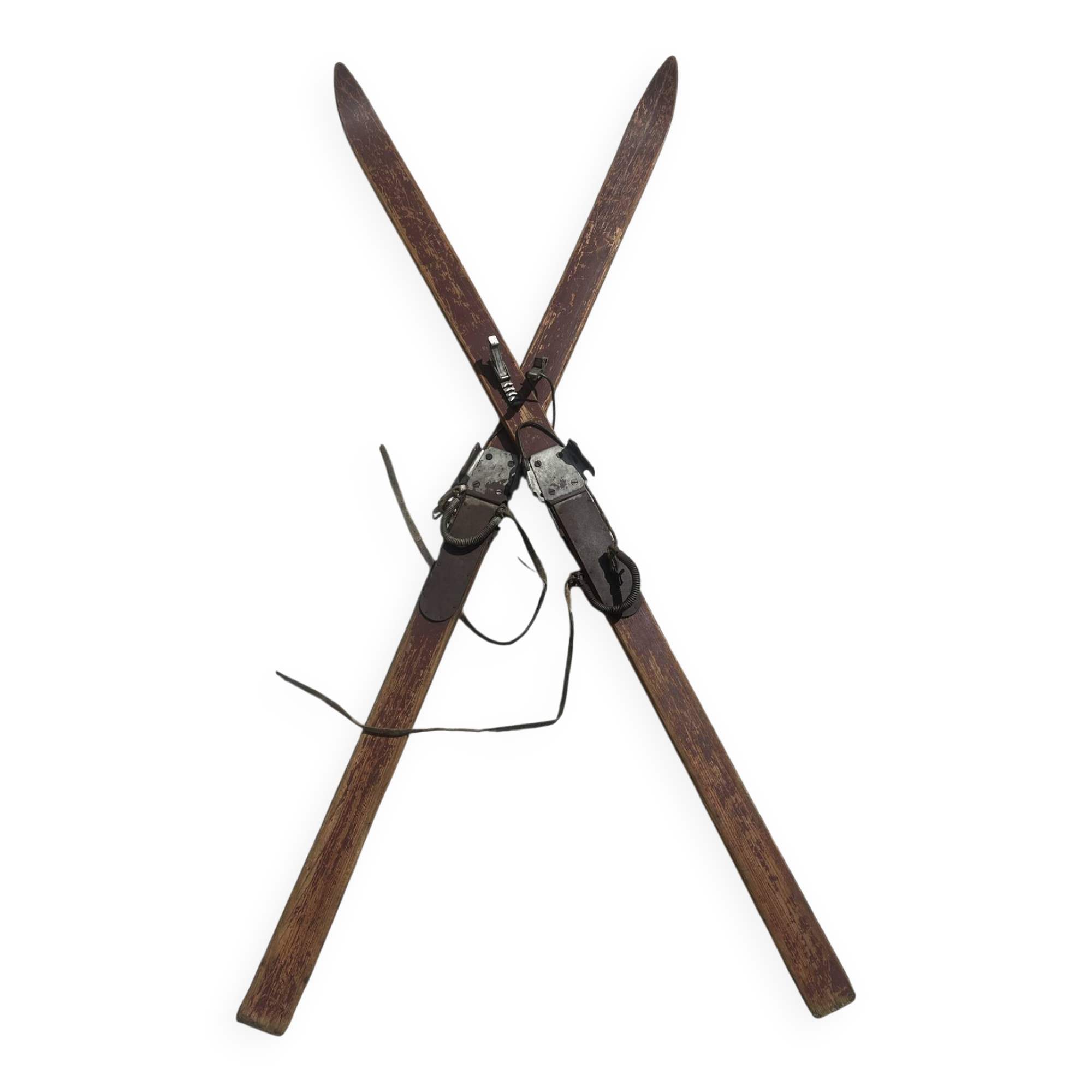 Vintage wooden skis pair L=194cm