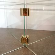 Vintage coffee table by Léon Rosen for Pace Collection all in tempered glass and brass 1970