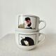 Set of 2 large Art Deco porcelain mugs by Roberto Tortoli.