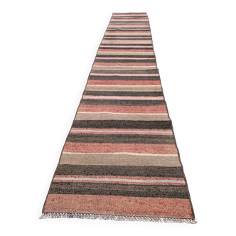 Old Turkish narrow Kilim Runner 275x50 cm shabby chic, vintage kelim