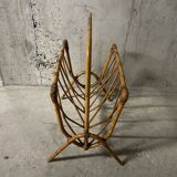 60s rattan magazine rack