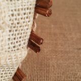 Vintage 70s fabric and wood pendant light