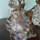 Rococo chandelier with crystal pendants, 4 lights, brass and metal 1950/1960