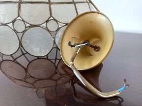 Hanging lamp blind day mother-of-pearl and vintage brass
