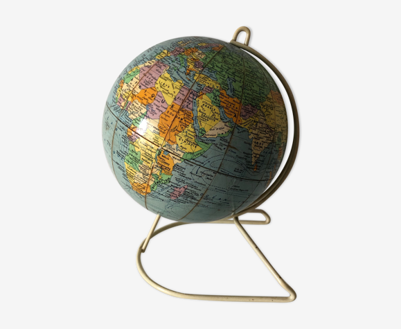 Globe terrestre vintage 1960 Girard Barrère crème - 26 cm