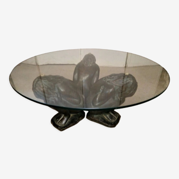 Glass coffee table at 3 nymphs 1970