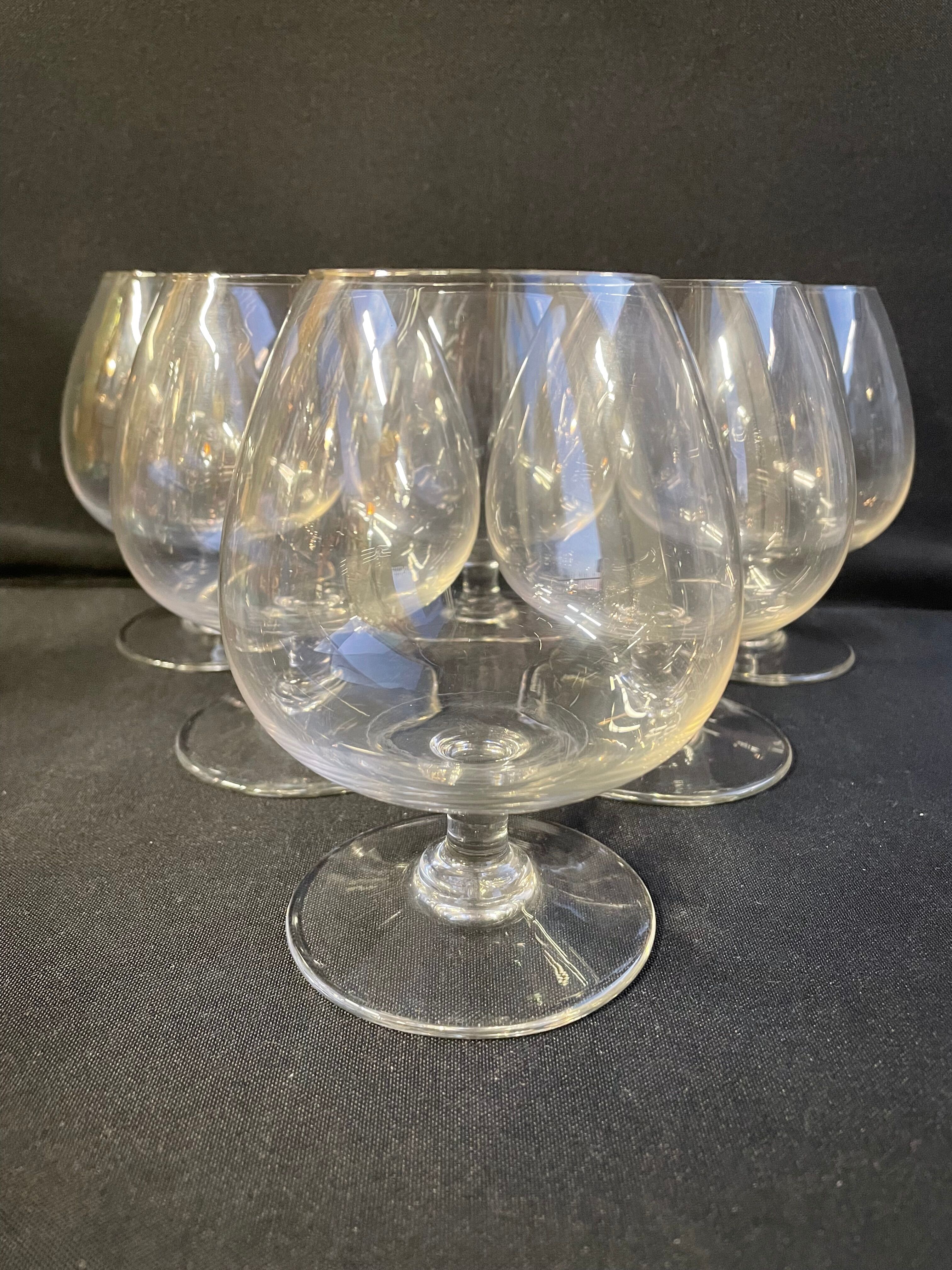 6 old tasting balloon glasses (cognac/armagnac) - light blown crystal