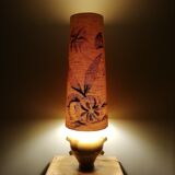 Lampe vintage en grès vernissé avec abat-jour peint à la main