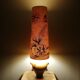 Vintage glazed stoneware lamp with hand-painted lampshade