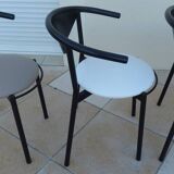 6 gondola-style chairs with luxurious metal structure and imitation leather