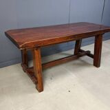 Solid wood brutalist dining table, 1960s