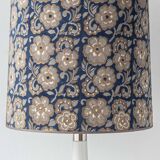 Blue and white porcelain table lamp by Lladró with floral shade in new silk.