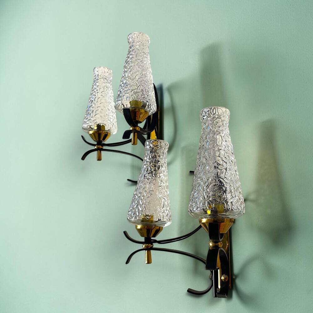 Pair Mid Century Itaian Modern  double wall sconce