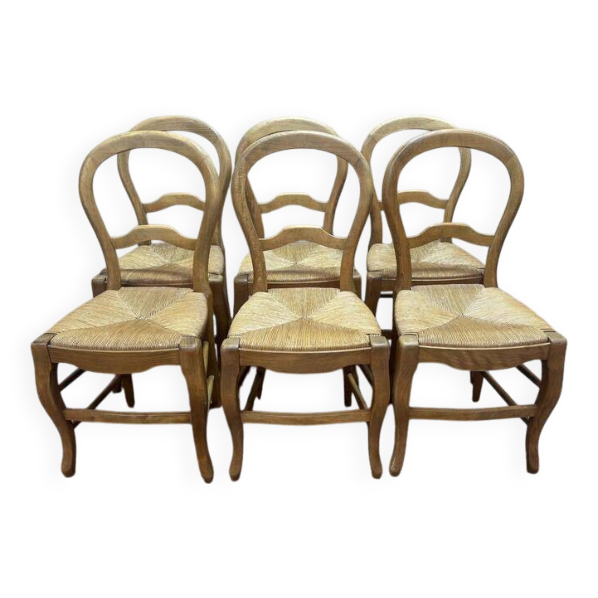 Série de 6 chaises paillées Louis Philippe